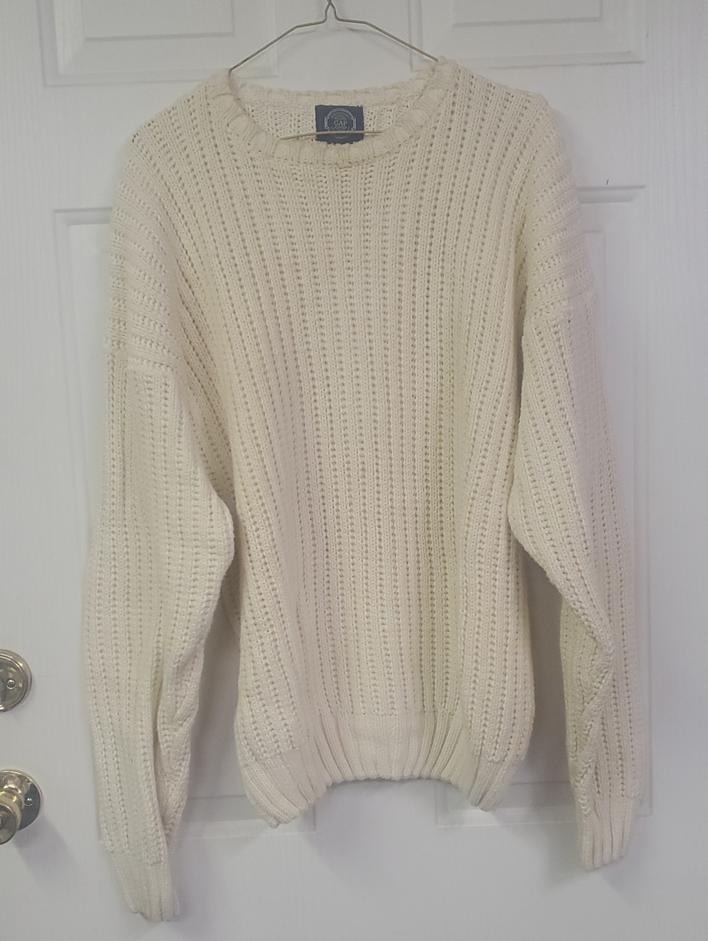 GAP Cream Open-Stitch Crewneck Sweater